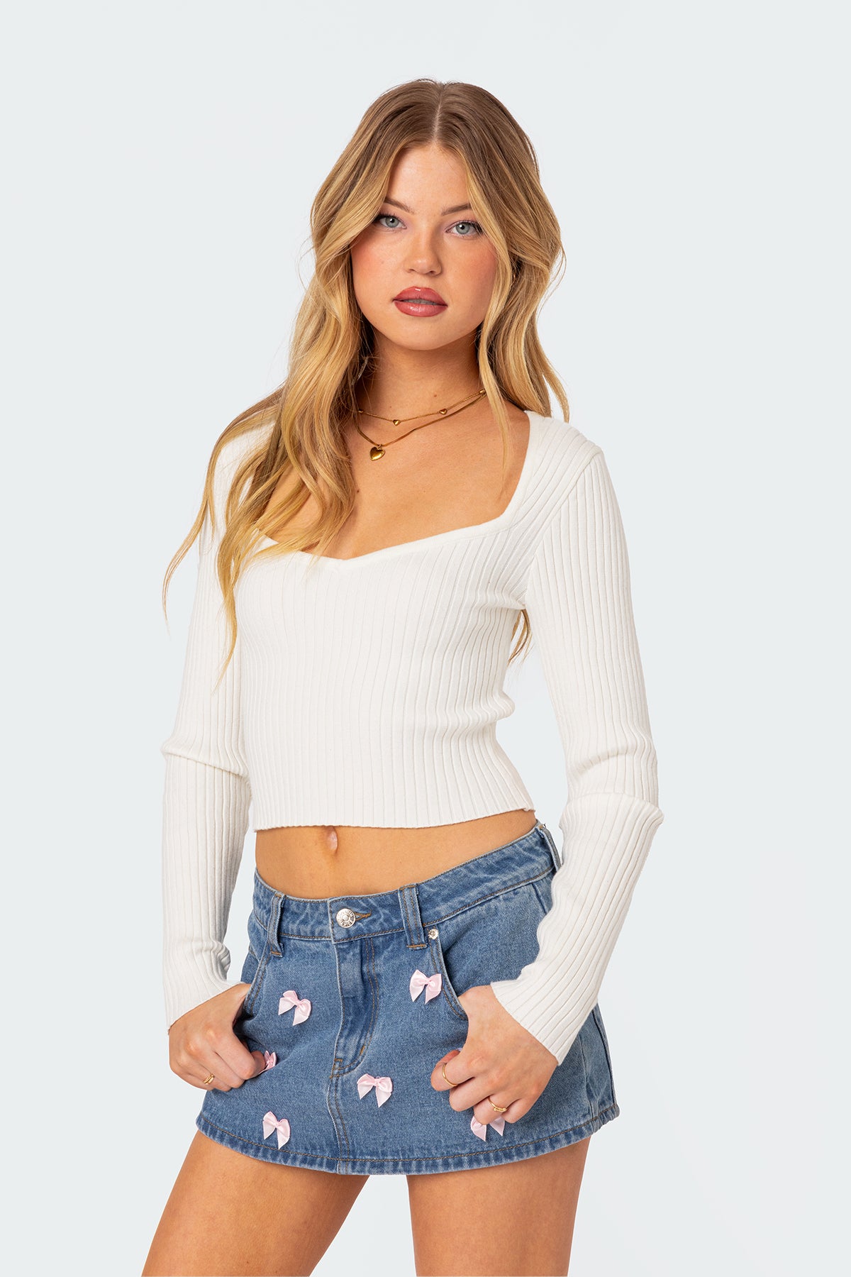 Misty Scoop Neck Ribbed Top