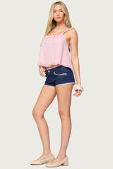 Ruffle Mesh Babydoll Tank Top