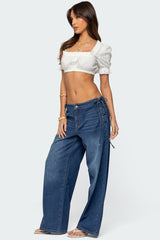 Katt Lace Up Baggy Jeans