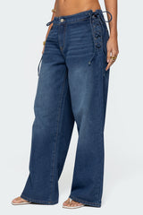 Katt Lace Up Baggy Jeans