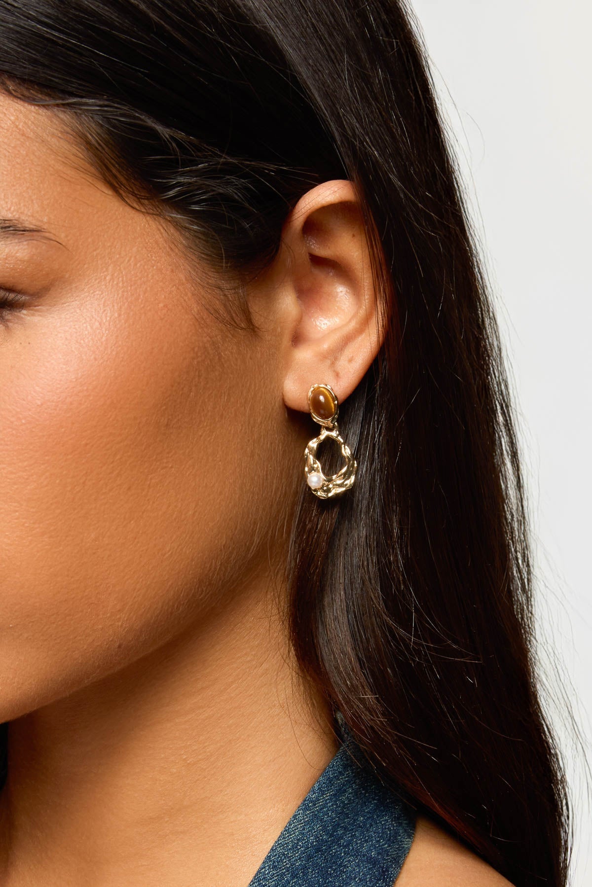 Faux Tiger Eye Abstract Earrings