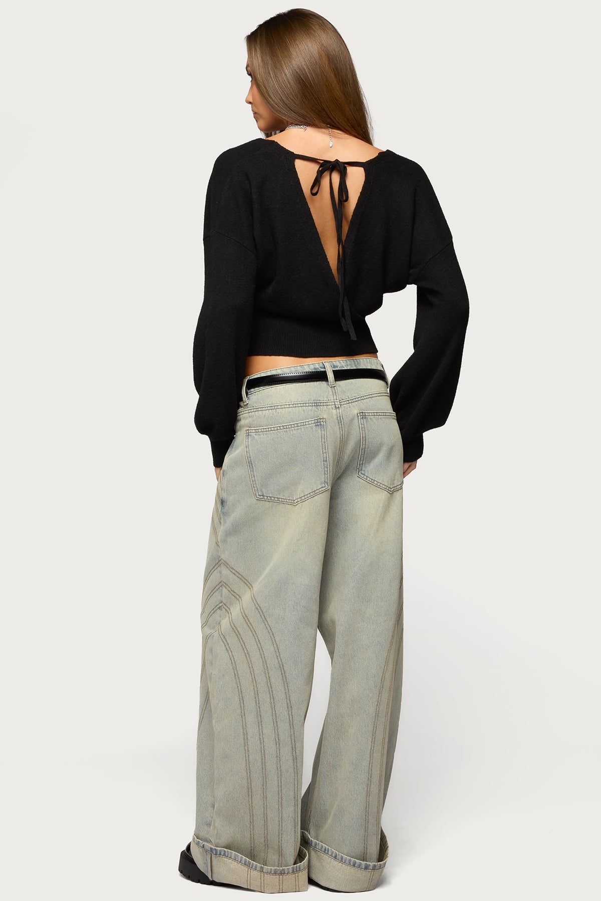 Cuffed Low Rise Baggy Jeans