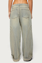 Cuffed Low Rise Baggy Jeans
