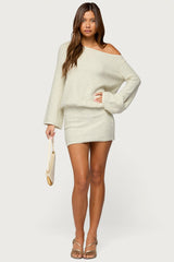 Off Shoulder Sequin Knit Mini Dress