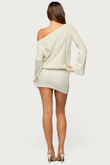 Off Shoulder Sequin Knit Mini Dress