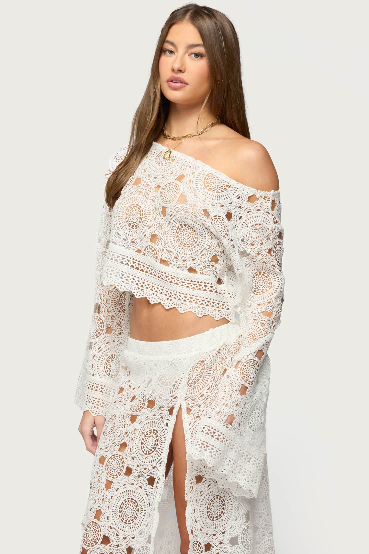 Milana Sheer Lace Off Shoulder Top