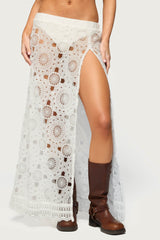 Milana Slit Sheer Lace Maxi Skirt