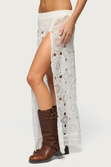 Milana Slit Sheer Lace Maxi Skirt