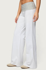 Meshey Striped Foldover Trousers