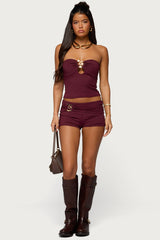 Rusana Swirl Cutout Strapless Top