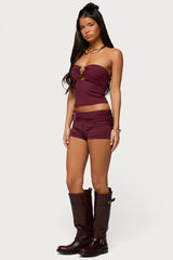 Rusana Swirl Cutout Strapless Top