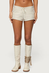 Wilde Lace Up Faux Leather Shorts