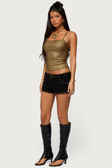 Anaia Metallic Ribbed Tank Top
