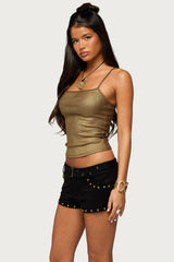 Anaia Metallic Ribbed Tank Top