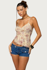 Paisley Asymmetric Ruched Wrap Top