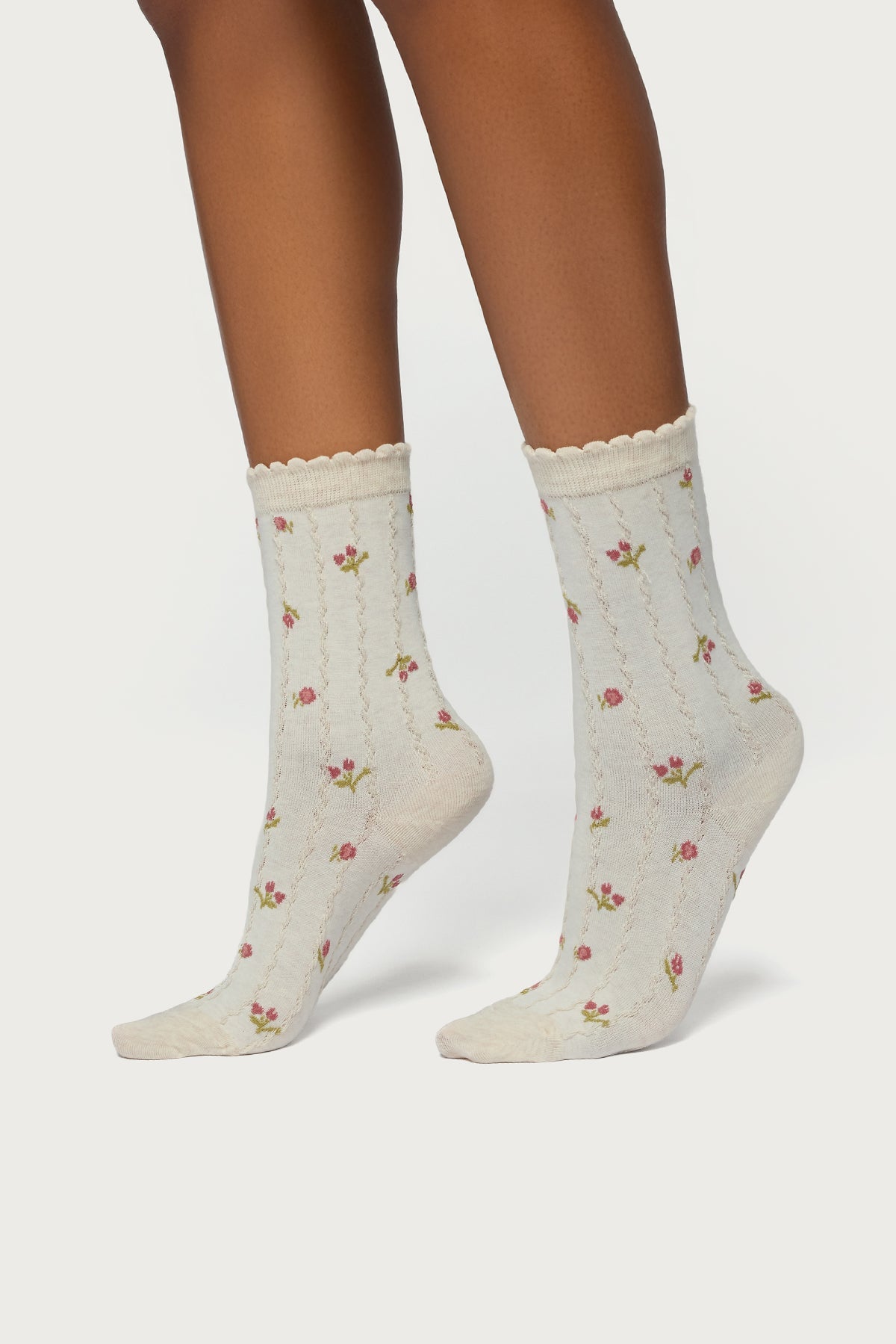 Embroidered Rose Socks