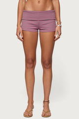Monikah Striped Foldover Micro Shorts