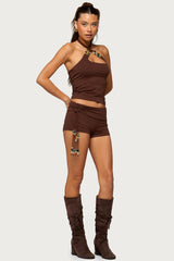 Thia Ruched Bead Foldover Shorts