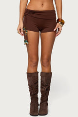 Thia Ruched Bead Foldover Shorts