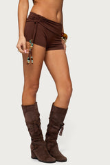 Thia Ruched Bead Foldover Shorts