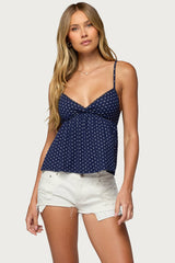 Belen Polka Dot Lacey Babydoll Top