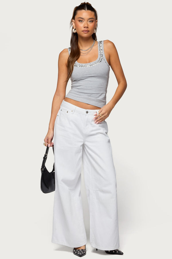 Studded Built In Bra Tank Top