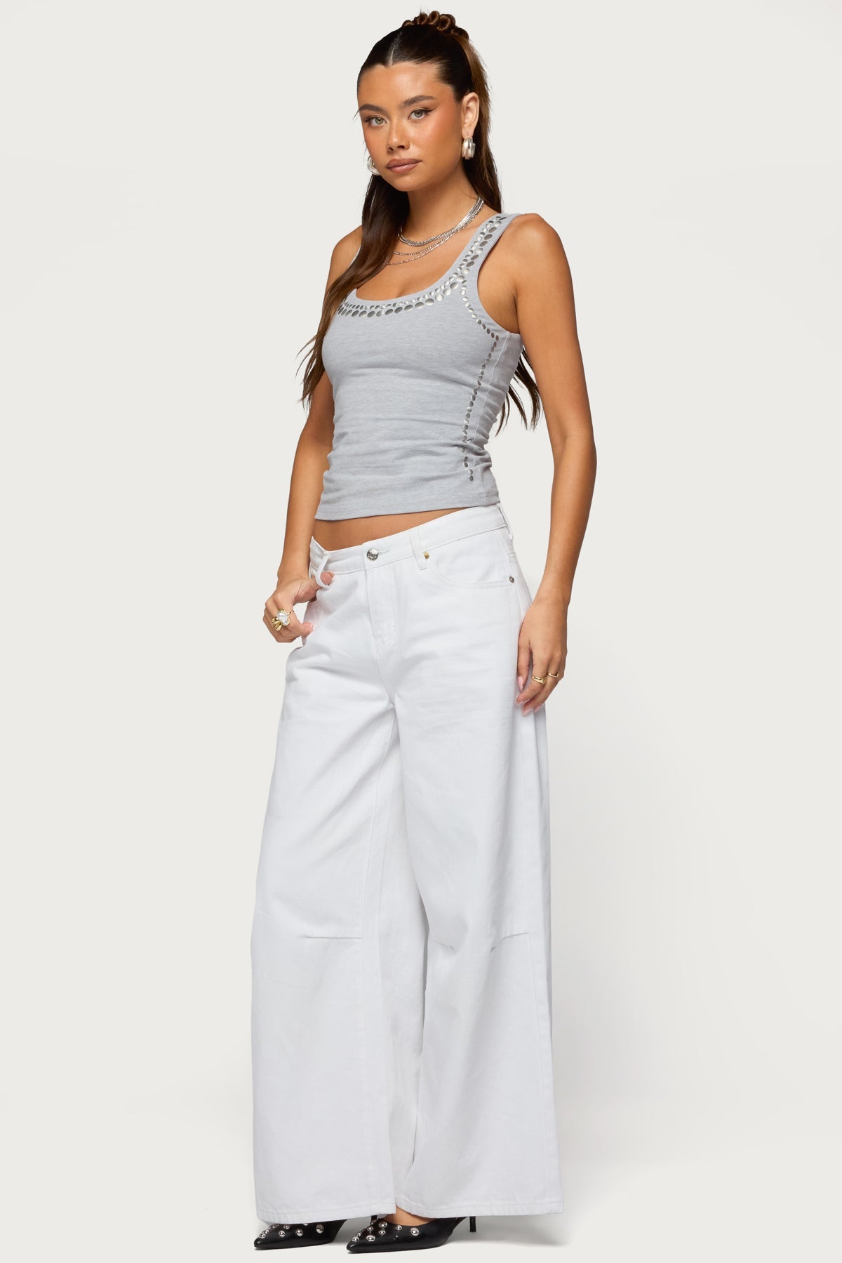 Studded Built In Bra Tank Top