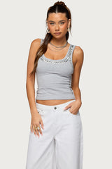 Studded Built In Bra Tank Top