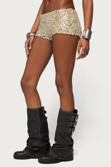 Annael Sequin Knit Micro Shorts