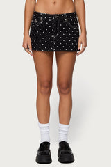 Freada Polka Dot Denim Mini Skort