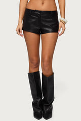 Melaney Faux Leather Micro Shorts