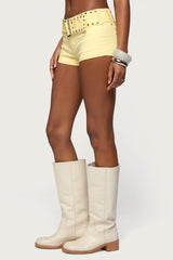Studded Belt Denim Micro Shorts