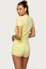 Rosie Scalloped Knit Button Up Top