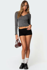 Dareen Ribbed Long Sleeve Top