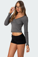 Dareen Ribbed Long Sleeve Top