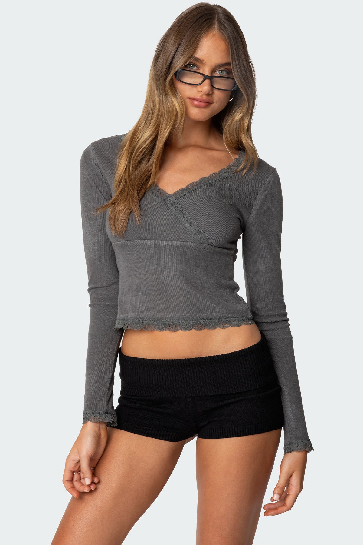 Dareen Ribbed Long Sleeve Top