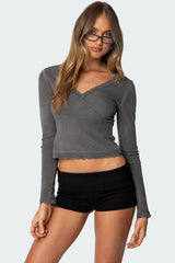 Dareen Ribbed Long Sleeve Top