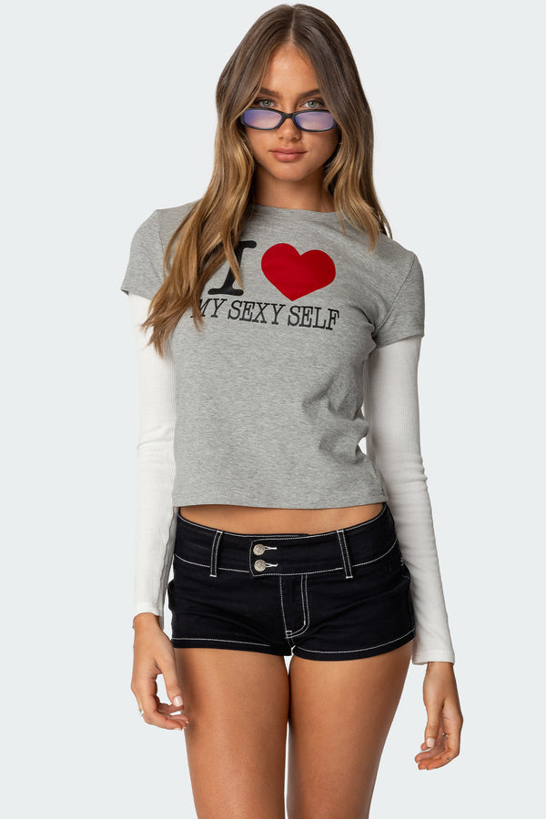 I Heart Me Layered Long Sleeve T Shirt