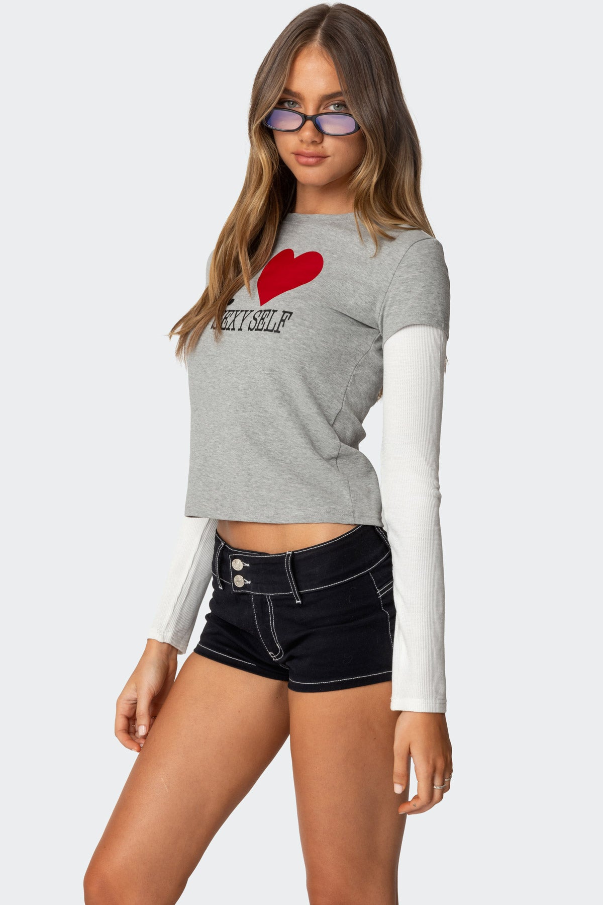 I Heart Me Layered Long Sleeve T Shirt