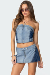 Reni Contrast Denim Zip Up Corset