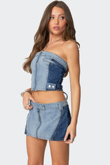 Reni Contrast Denim Zip Up Corset