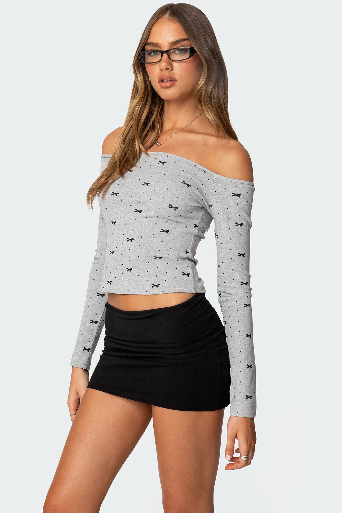 Ryna Bows & Dots Off Shoulder Top