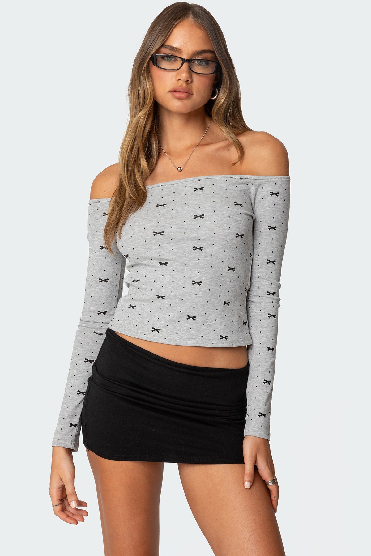 Ryna Bows & Dots Off Shoulder Top