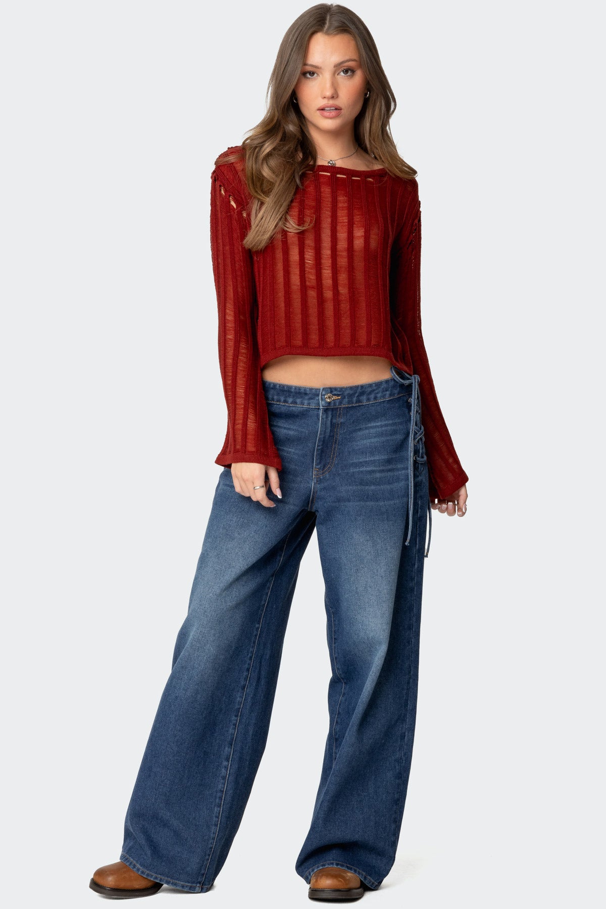 Katt Lace Up Baggy Jeans