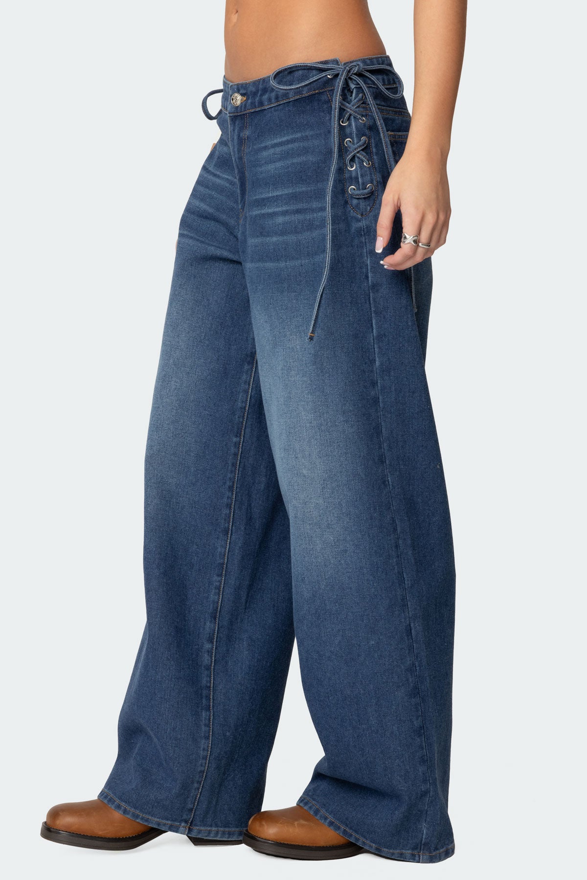 Katt Lace Up Baggy Jeans