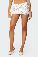 Melany Floral Waffle Mini Skirt