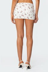 Melany Floral Waffle Mini Skirt