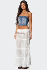 Tai Embroidered Tiered Maxi Skirt