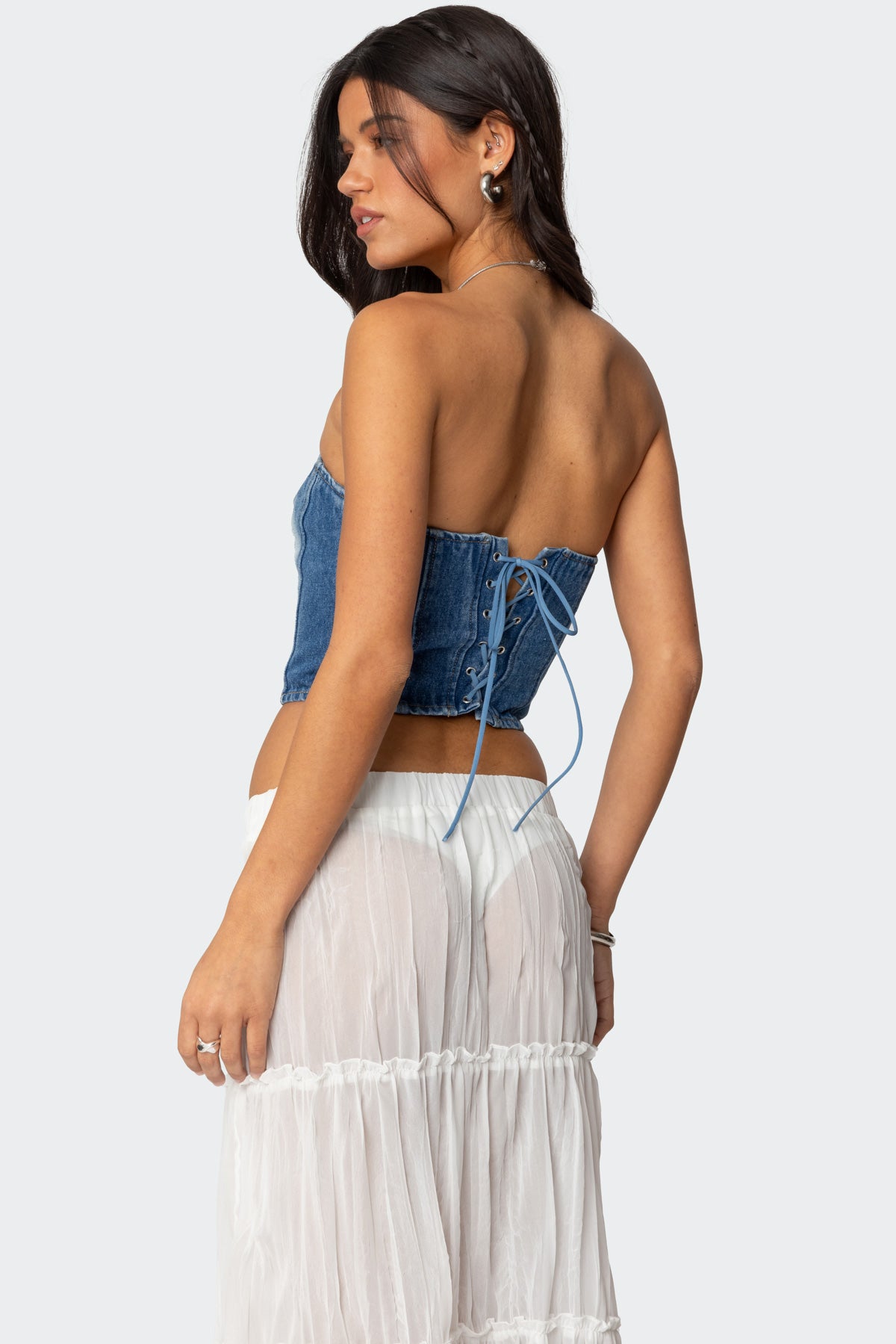 Tula Embroidered Denim Corset