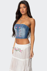 Tula Embroidered Denim Corset